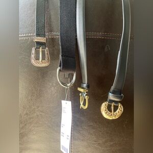 Set of Mixed Black Belts with Gold & Silver Buckles